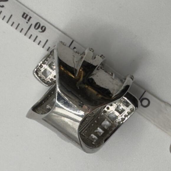 Silver Tone & CZ Statement Ring The Lubiana Size 5.5 - Picture 8 of 8